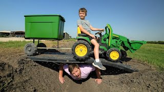 Hudson saves the day with his tractor and tools  Tractors for kids [upl. by Ikik]