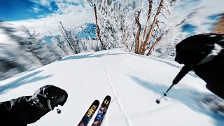 Dodging Trees on the Backside of Mammoth Mountain GoPro Skiing POV  4K [upl. by Yaja]