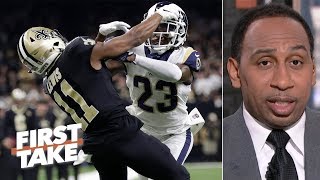 NFLs pass interference rule change better not further delay games  Stephen A  First Take [upl. by Warthman]