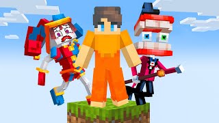 Locked on ONE BLOCK with POMNI and CAINE The Amazing Digital Circus Minecraft [upl. by Attelrak]