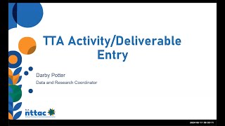 Entering TTA Activities and Deliverables into the TTARP [upl. by Reteid]