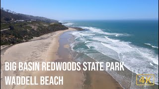 Drone Flyover Waddell Beach  Big Basin Redwoods State Park Area  DJI Mavic Air 2  4K [upl. by Benetta341]