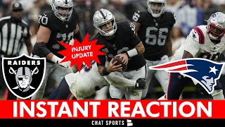 Raiders vs Patriots INSTANT PostGame Reaction Jimmy Garoppolo Injury News Boxscore  NFL Week 6 [upl. by Neelcaj689]