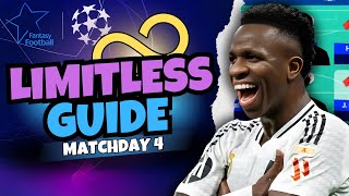 UCL Fantasy MATCHDAY 4 LIMITLESS GUIDE amp DRAFT ♾️ Champions League Fantasy 2425 [upl. by Crawford]