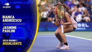 Bianca Andreescu vs Jasmine Paolini Highlights  2024 US Open Round 1 [upl. by Rosamund]