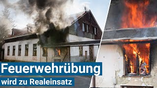 FeuerwehrÜbung wird zu Realeinsatz Kamerad von Flammen eingeschlossen [upl. by Witkin]