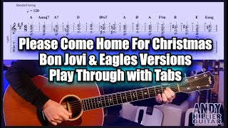 Please Come Home for Christmas Jon Bon Jovi amp The Eagles  Guitar Playthrough with Tabs [upl. by Maillliw]