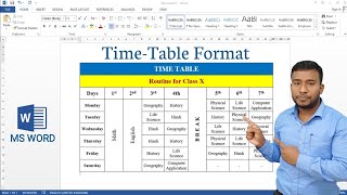 How to Make Time Table for School in Microsoft Word  Simple Class Routine in MS Word [upl. by Ahsenod]