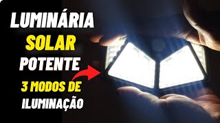 ✴️TESTEI LUMINÁRIA SOLAR PAREDE 100 LED COMO USAR SENSOR de PRESENÇA 3 FUNÇÕES LAMPADA [upl. by Gerti]