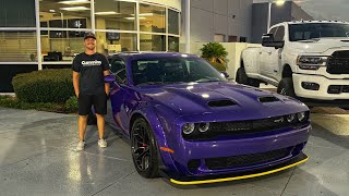 Taking Delivery Of My Last Call 2023 Dodge Challenger SRT Widebody HELLCAT in PLUM CRAZY [upl. by Dnomhcir]