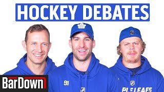 LEAFS PLAYERS SETTLE AGEOLD HOCKEY DEBATES [upl. by Ralyks]