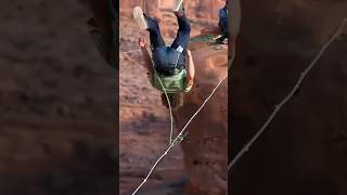 Backflip on a highline slackline highline trickline freesolo sendit [upl. by Eyeleen]