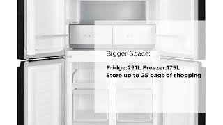 electriQ 466 Litre Four Door American Fridge Freezer  Stainless Steel [upl. by Solahcin]