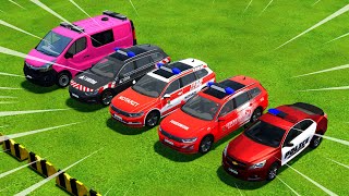 AUDI POLICE CARS DACIA VOLSKWAGEN and MERCEDES FORD AMBULANCE EMERGENCY TRANSPORT  FS22 23 [upl. by Ynatil808]