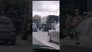 🇷🇺 A large military convoy was spotted in Stupino near Moscow russianews russia wagner [upl. by Eenhat651]