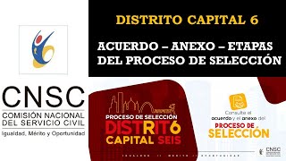 DISTRITO CAPITAL 6 PROCESO DE SELECCIÓN  2527 a 2559  ACUERDO  ANEXO  ETAPAS DEL PROCESO [upl. by Une]