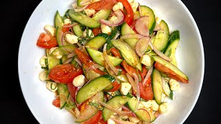 Cucumber Tomato Salad w Mozzarella Pearls [upl. by Nonna]