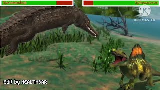 Spinosaurus vs SarcosuchusPong 1977 with healthbar  HEALTHBAR [upl. by Fisken]