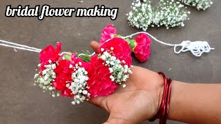 bridal flower making at home  how to make bridal flower for hair jadai veni making gajra veni [upl. by Glenine348]