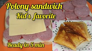 polony sandwicheasy and quick sandwich for kids lunchboxKids favorite readyin5 mineasy sandwich [upl. by Mickey]