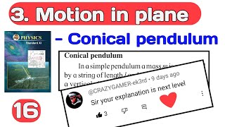 ch 3 motion in plane 16 class 11 Maharashtra board physics conical pendulum [upl. by Koehler]