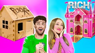 Rich vs Poor Room Makeover Challenge Amazing Crafts and Easy DIY Tricks by 123 GO [upl. by Elbertine]