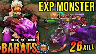 26 Kills MVP 167 Points Barats Exp Lane Monster  Build Top 1 Global Barats  MLBB [upl. by Eissat]