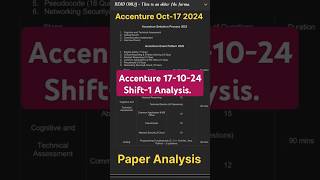 Accenture Oct2024 Round 1 Analysis accenture cognitivetest subscribers exam feed shortsfeed [upl. by Eilssel]