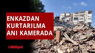 İzmirde deprem Enkazdan kurtarılma anı kamerada [upl. by Trainer565]