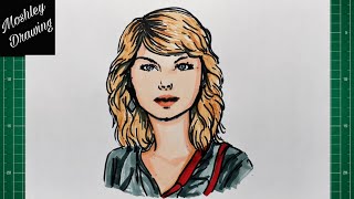 How to Draw Taylor Swift Step by Step [upl. by Aiouqes]