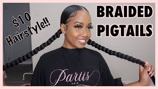 BRAIDED PONYTAIL  PIGTAILS USING BRAIDING HAIR [upl. by Scevo276]