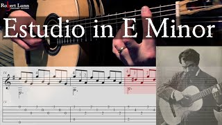 ESTUDIO IN E MINOR  Francisco Tarrega  with TAB  Classical Guitar [upl. by Sileray338]