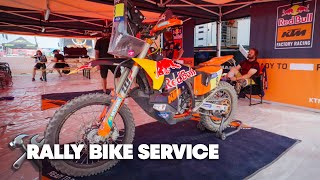 Servicing a Red Bull KTM Factory Racing Rally Bike MidRace [upl. by Boyce97]