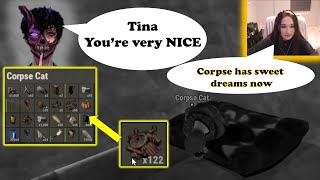 Corpse says TinaKitten VERY NICE  TinaKitten gives scraps to Corpse while hes sleeping  RUST Clip [upl. by Ynagoham904]