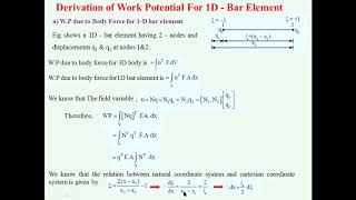 Work potential for body force and traction force for 1D bar element [upl. by Leavelle]