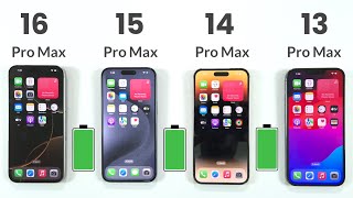 iPhone 16 Pro Max vs 15 Pro Max vs 14 Pro Max vs 13 Pro Max Battery Test  iOS 18 Battery Test [upl. by Steiner42]