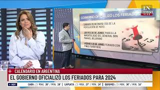 Calendario en Argentina el Gobierno oficializó los feriados para 2024 [upl. by Eelynnhoj514]