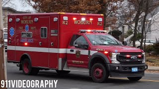 Woburn Fire Department Rescue 2 and Armstrong EMS P15 Responding [upl. by Amhsirak474]