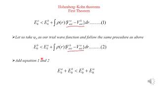 DFT4  Density functional theory Lecture 4 Hohenberg Kohn Theorems [upl. by Clarisa]