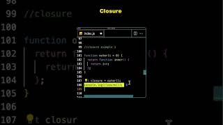 Explain closure in JavaScript coding javascript javascripttutorial reels trending viralvideo [upl. by Hamrah]