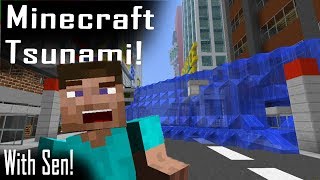 Minecraft  TSUNAMI MOD  Entire city wiped out [upl. by Hnid]