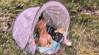 SOLO OVERNIGHT CAMPING IN THE RAIN  RELAXING IN THE TENT WITH THE SATISFYING SOUND OF NATURE  ASMR [upl. by Thorndike223]