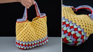 Very easy crochet tote bag for beginners [upl. by Arrakat]