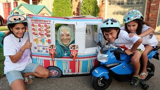 Heidi و Zidane لعبة شاحنة الآيس كريم على عجلات القوة Ice Cream Truck [upl. by Burnie706]