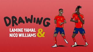 Drawing Lamine Yamal amp Nico Williams 💃 speedpaint [upl. by Tumer]