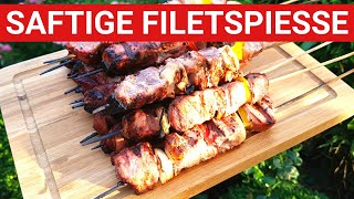 ♨️ GRILLBLITZ Saftige Filet Spieße blitzschnell vom Gasgrill BBQ Tutorial Schweinefilet Lende [upl. by Imas517]