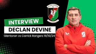 Post Match Interview  Glentoran 11 Carrick Rangers  Declan Devine [upl. by Dedric]