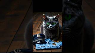 Plank flooring cat with police cat catcute aicat sad kitten mycat catscatscats catpersoncute [upl. by Cummings]