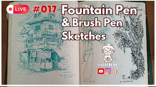 Drawing with a Fountain Pen Catching up with LeafbearSketchClub artstream coworking sketchbook [upl. by Pompea]