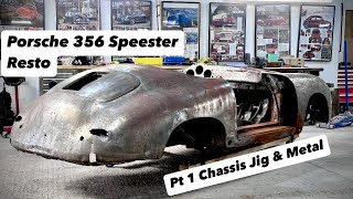 Porsche 356 Speedster Restoration pt 1 Chassis Jig and Metalwork [upl. by Yerggoeg]